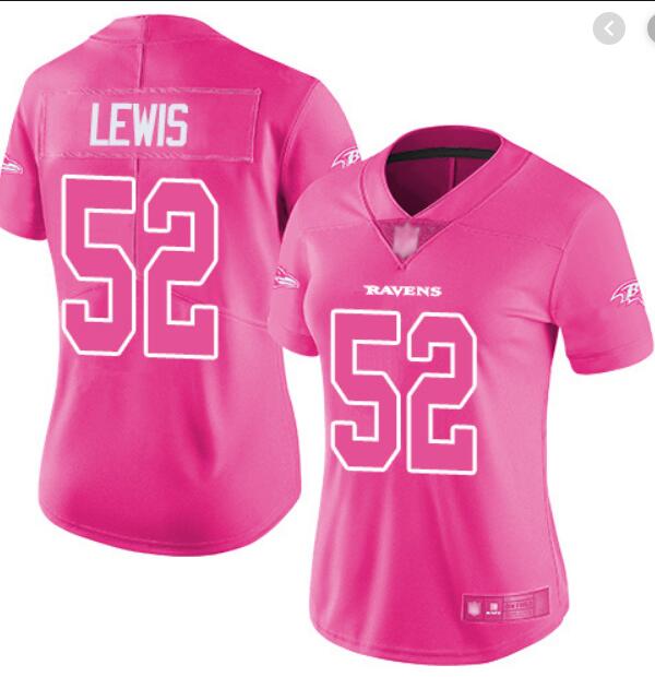 Women's Baltimore Ravens #52 Ray Lewis Pink Vapor Untouchable Limited Stitched NFL Jersey(Run Small)